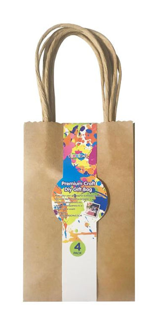 4PK DIY Brown Gift Bags - 16.4CM x 10.5CM x 5CM