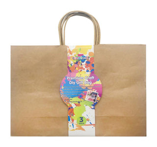 3PK DIY Brown Gift Bags - 35CM x 25CM x 11CM