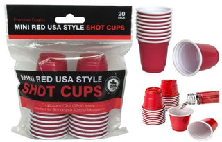 Mini Red USA Style Disposable Shot Cups (2OZ)