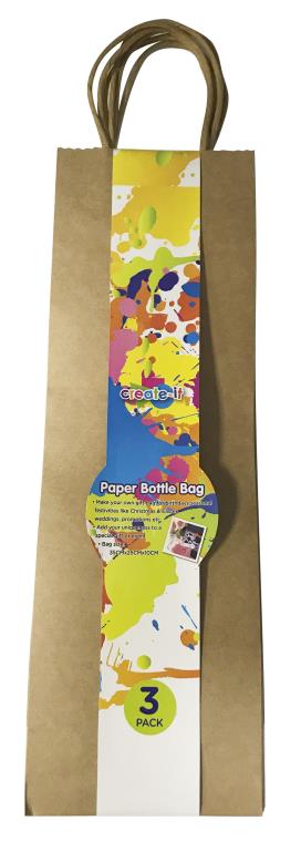 3PK Brown Kraft Bottle Bag