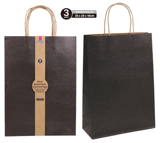 Craft DIY Gift Bags (Black Series) - 35CM x 25CM x 10CM -3PK