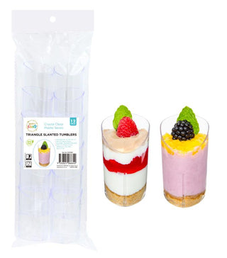 12PK Crystal Clear Plastic Series Triangle Slanted Tumblers