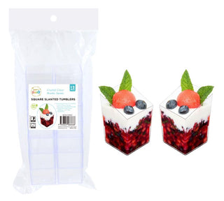 12PK Crystal Clear Plastic Series Square Slanted Tumblers