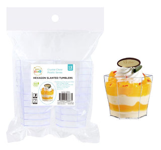 12PK Crystal Clear Plastic Series Hexagon Dessert Cups