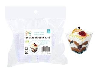 12PK Crystal Clear Plastic Series Square Dessert Cup
