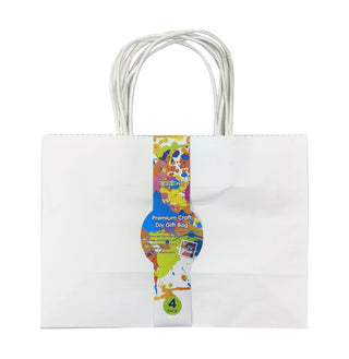 4PK Craft DIY Gifts Bags (White Series) - 25CM x 18CM x 10CM