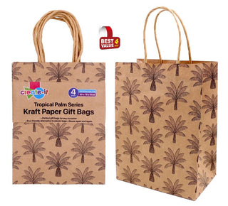 Craft Gift Bags - Tropical Palm Series - 20CM X 15CM 9CM - 4PK