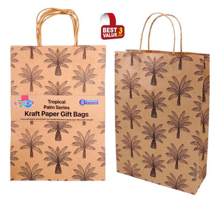 Craft Gift Bags - Tropical Palm Series - 35CM x 25CM x 10CM - 3PK