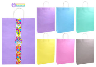 Craft Gift Bags - Pastel Coloured Series - 45CM x 32CM x 11CM - 2PK