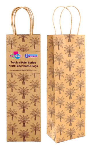 Craft Gift Bags - Tropical Palm Series - 35CM X 11.5CM 8CM - 3PK