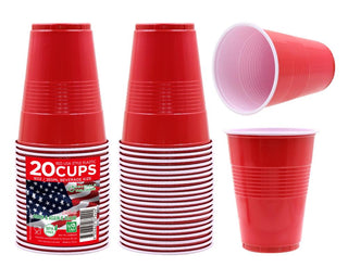 Red USA Style Plastic Cups (9OZ) 265ML-20PK