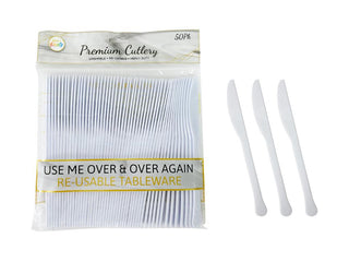 50PK Premium Re-usable Plastic Party Knives