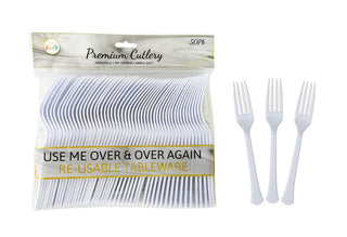50PK Premium Re-usable Plastic Party Forks