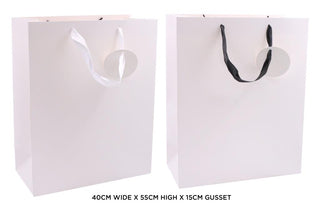 Premium Paper Gift Bag-White/Black Ribbon Series-40CM x 55CM x 15CM