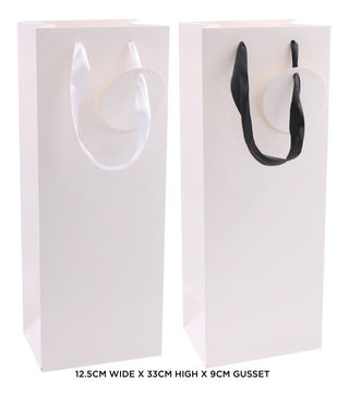Premium Paper Gift Bag-White/Black Ribbon Series-12.5CM x 33CM x 9CM