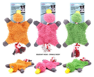Squeaky Crinkle Plush Duck Dog Toy - 28CM X 17CM