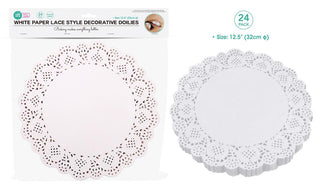 24PK White Paper Lace Round Series Decorative Doilies - 12.5"/31.4CM Diameter
