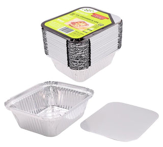 30PK Foil Containers W/Lids - 14.4CM x 12.5CM x 5.3CM