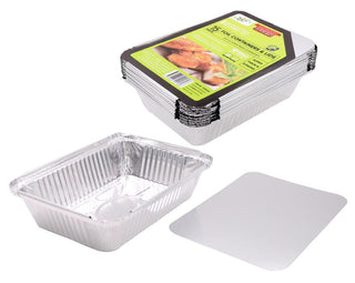 15PK Foil Containers W/Lids - 22.5CM x 16CM x 5.3CM