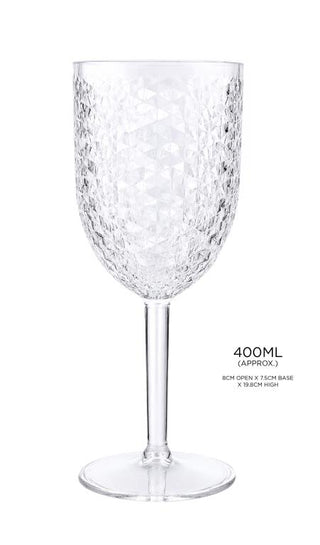 Plastic Acrylic Diamond Style Wine Glass - 370ML
