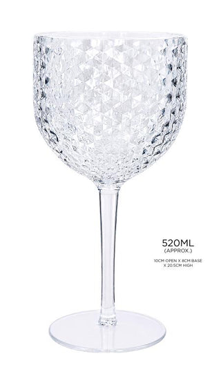 Plastic Acrylic Diamond Style Wine Glass- 520ML