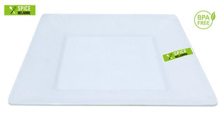 White Melamine Square Platter-21CM x 21CM