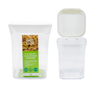 Flip Top Dry Food Storage Container - 1Ltr Square Series