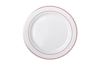 260mm Heavy Duty White Dinner Plate With Rose Gold Lining
