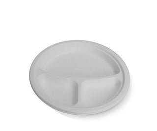 Sugarcane Round Plate 9”(225mm) /3 compartment 500pc/ctn