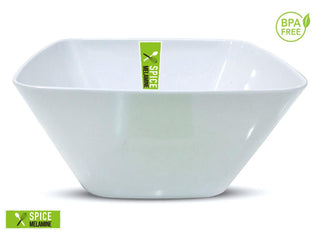 White Melamine Square Bowl - 25CM x 25CM