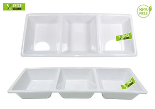 White Melamine 3 Section Condiment Tray - 38CM x 15CM