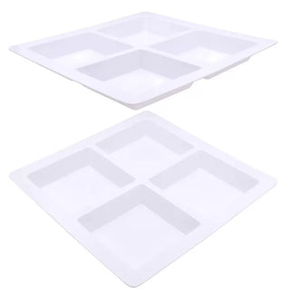 White Melamine Jumbo (4 Section) Condiment Tray - 34.5CM x 34.5CM