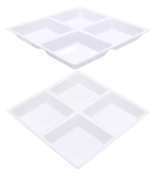 White Melamine (4 Section) Condiment Tray - 22CM x 22CM