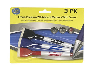 3PK Whiteboard Markers W/Eraser Cap