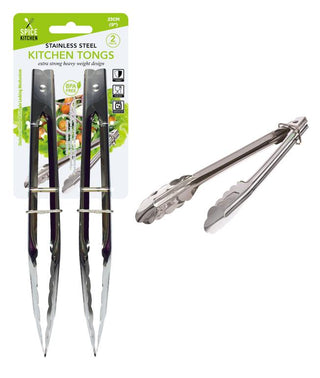 Stainless Steel Tongs - 9' -Twin Pack