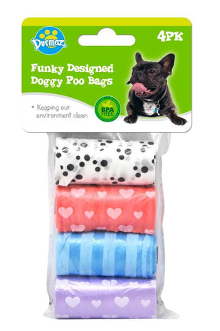 4PK Funky Design Series Doggy Poo Clean Up Bags
