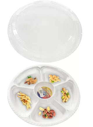 Disposable Party Chip & Dip Platter W/ Lid 35CM Diameter