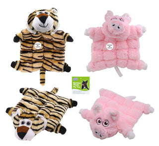 Flat Squeaky Animal Plush Pet Toy - Tiger/Pig Series