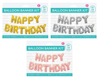 Happy Birthday Balloon Banner Kit - Single Colour Series