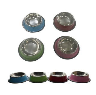 Stainless Steel Pet Bowl with Coloured Rim - Medium