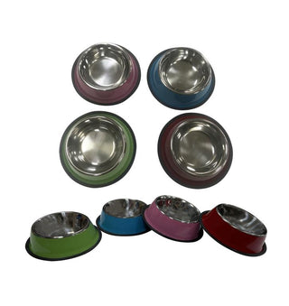 Stainless Steel Pet Bowl with Coloured Rim - Large