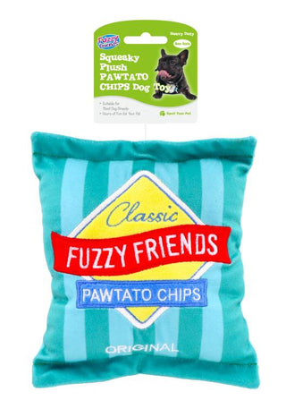 Novelty Squeaky Plush Pawtato Chips Dog Toy