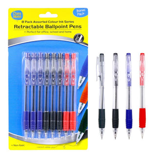 8PK Retractable Ball Point Pens-Assorted Series