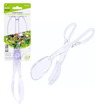 Clear Plastic Salad Scissor Style Tongs - 11"