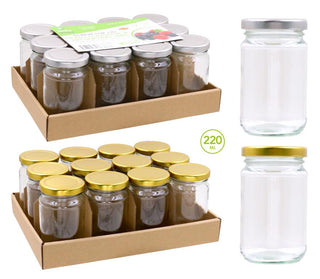 Preserving/Conserve Jars -220ML(12PK Value Pack)-Gold & Silver Series