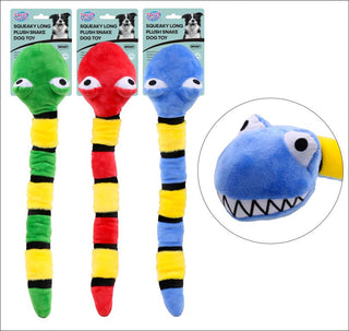 Squeaky Long Plush Snake Dog Toy