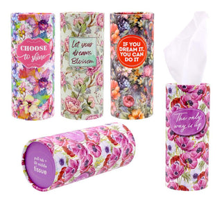 Decorative Cylinder Style Car Tissues -50PK**FLORAL SERIES**