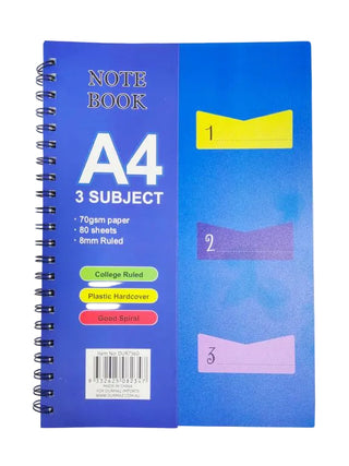 3 Subject Notebook - A4
