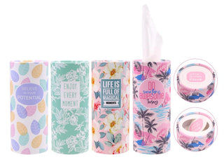 Decorative Cylinder Style Car Tissues -50PK**PASTEL FLORAL SERIES**