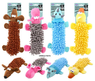 Squeaky Plush Long Shaggy Animal Dog Toy - 25CM x 9CM